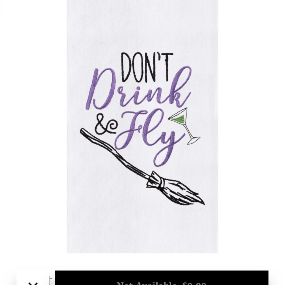 Don’t Drink and Fly - C and f -Halloween Embroidered Flour Sack Towel